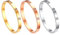 JewelryWe Schmuck 3pcs Damen Armreif Edelstahl Zirkonia einfache Stil Liebe Armband 6mm breit mit Schließe größere Armspange Gravur Silber/Gold/Rosegold