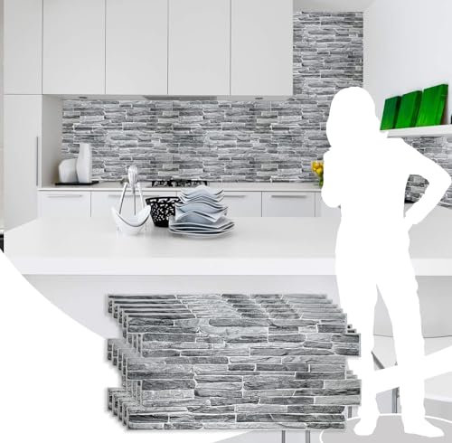 Dundee Deco PG7013-5 Dark Grey Faux Slate PVC 3D Wall Panel, 3.3 ft X 1.7 ft (98 cm X 50cm), Interior Design Wall Paneling Decor, 5.61 sq. ft. (0.49sq. m) Each, Pack of 5