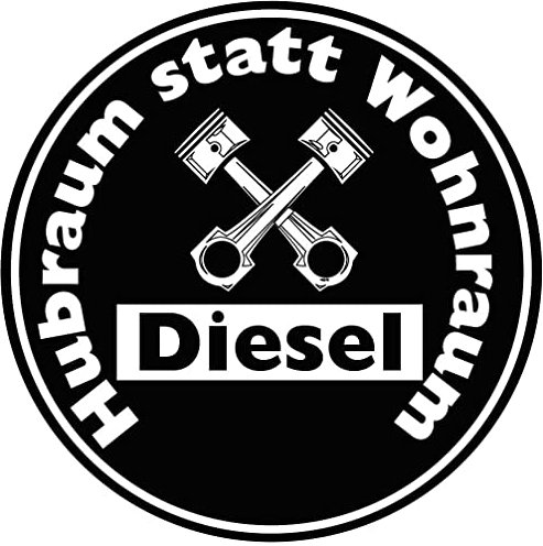Fun Aufkleber Hubraum statt Aufkleber Schwarze Diesel Umwelt-Plakette 2 Stück