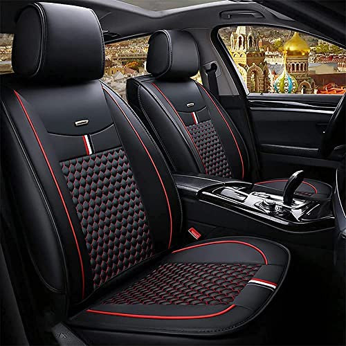 Maipula Audi A3 Sportback Hatchback 2002-2023 Car Sitzbezügesets Vordersitze Sitzbezüge Kunstleder Sitzschutz Auflagen Schwarz Rot