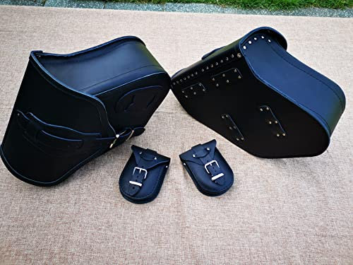 ORLETANOS Werkzeugtaschen Dynamite Set schwarz kompatibel mit Harley Davidson Dyna Super Glide Fat Bob Street Bob Low Rider Sportster Packtaschen Leder Koffer HD