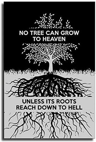 Schwarz und Weiß No Tree Can Grow Carl Jung inspirierendes Vintage-Leinwand-Kunstposter und Wandkunstdruck, moderner Familien-Schlafzimmer-Deko-Poster, 30 x 45 cm