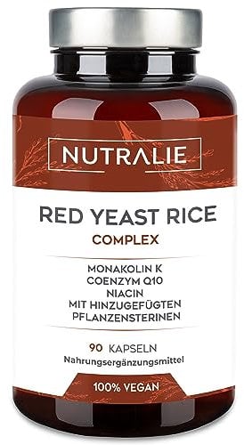 Riso Rosso Fermentato |PREMIUM| Colesterolo Integratori con 2,9 mg Monacolina K + 30 mg Q10 - Red Yeast Rice Alto Dosaggio - Lievito di Riso Rosso Fermentato - 90 Capsule Nutralie