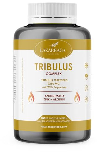 Tribulus Terrestris 2250mg + Maca Pérou + Arginine + Zinc | 180 Capsules Véganes pour 2 Mois | Force et Énergie | Vitamines pour Hommes