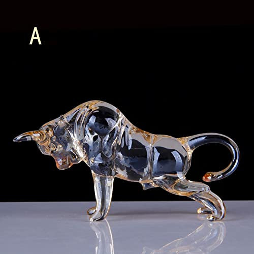 Champagner Kristall Stier Figur Kunst Glas Tierfigur Statuen Souvenir Skulptur Home Office Dekor Geschenk für Vater/Freund (Champagner A)