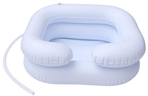 Lavabo gonflable pour laver les cheveux - Bol de shampooing portable pour le chevet et le lit - Lavabo de shampooing en PVC pour les personnes âgées et les salons de coiffure