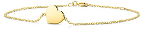 Orovi Bracciale Donna Oro Giallo, Vero Oro 9Kt 375, Una Catenina anallergica con Cuore Oro Giallo. Braccialetto Lungo Cm 18 con Riduzione a Cm 16. Bracciale Prodotto in Italia.