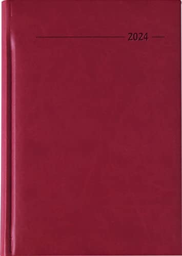 Buchkalender Tucson rot 2024 - Büro-Kalender A5 - Cheftimer - 1 Tag 1 Seite - 352 Seiten - Tucson-Einband - Termin-Planer - Alpha Edition