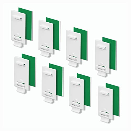 KLEMMFLEX Klebehalter 8 Stück, lang, für Klemmfix Rollo, Doppelrollo, Duo-Rollo, ohne Bohren, zum Kleben, als Zubehör, Ersatzteil für die Befestigung am feststehenden PVC-Fenster, Balkontür