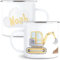 Bagger Tasse aus Emaille Personalisierte Kindertasse für Jungen & Kinder Becher mit Namen