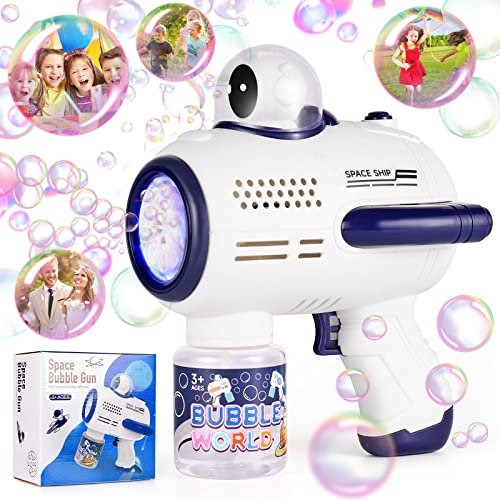 Seifenblasenpistole für Kinder, LED Astronaut Seifenblasen Pistole Seifenblasenmaschine mit Seifenblasenlösung für Jungen Mädchen Erwachsene Frauen, Outdoor Party, Hochzeit, Sommerparty