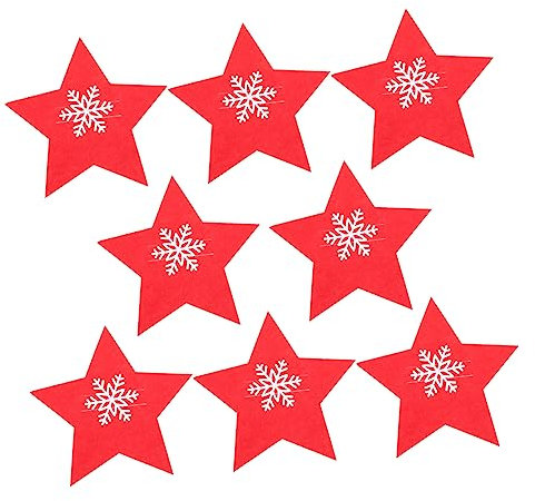 Lurrose Tischständer 8-Teiliges Weihnachtsbesteckset Weihnachtsgeschirr Löffelhalter Gabeln Besteck Löffelbeutel Weihnachtsbesteckhalter Stern Bestecktasche Geschirrtasche Tischdekoration