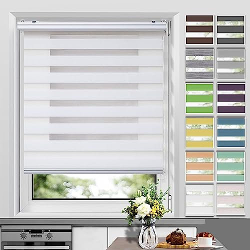 Vertikaljalousie 30 x 160 cm Einfache Montage, Schutz der Privatsphäre Day + Night Plissee Falt-Rollo Montage-Teile inklusive für Fenster und Türen, Küche, Weiß