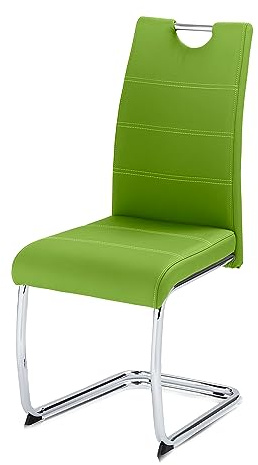 KHG Esszimmerstuhl Schwingstuhl Polsterstuhl Küchenstuhl Kunstleder grün | Designstuhl Sitzhöhe 48 cm, Freischwinger mit integriertem Griff, LED, für Esszimmer und Wohnbereich, für den Alltag