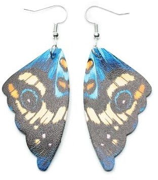 Miniblings Schmetterlingsflügel Ohrringe Hänger blau versilbert | Ohrschmuck aus eigener Fertigung in Berlin, mit Tagpfauenauge und Flügel