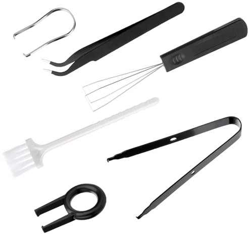 TIESOME Lot de 6 outils de retrait de touches - Extracteur de clavier - Outils de nettoyage de clavier - Extracteur de touches - Pince à épiler - Outil de retrait de capuchons de clé pour clavier