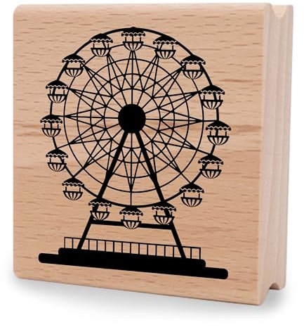 NEWSTAMPS Stempel Riesenrad Motivstempel groß aus Holz & Gummi zum Karten und Geschenke basteln, Holzstempel für Essen, Trinken, Küche, Scrapbook, Textilstempel, Deko