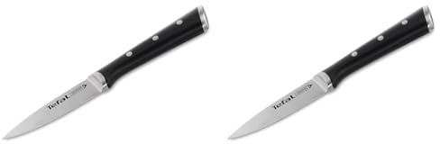 Tefal Ice Force K23205 Schälmesser | 9cm Klinge | Korrosionsschutz | Handschutz | Edelstahl/Schwarz (Packung mit 2)