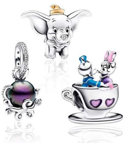 MITSOKU Elefant Meeresorganismen Cartoon Maus Wasserbecher Charm 925 Sterling Silber Frauen Armband Halskette Weihnachten Anhänger Valentinstag Muttertag Mädchen Geschenk