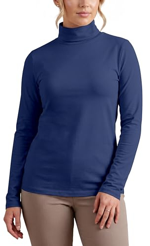 Love My Fashions® Women's Turtle Polo Neck Long Sleeve Plain Top Stretchy Pullover High Neck Ladies