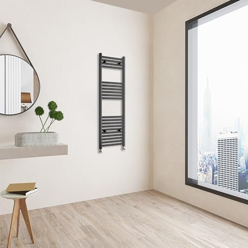 Huibathroom 1200x400mm(HxW) Matte Black Straight Central Heating Towel Rail Heating Towel Radiator