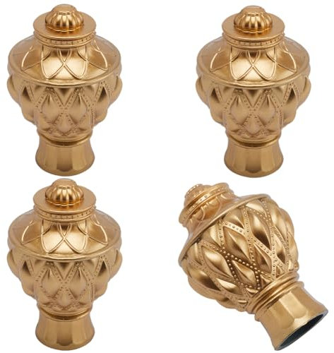 GORGECRAFT 4Stk Ananas-Vorhangstangenabdeckungen Goldfarbene Kunststoff-Vorhang-Endstücke Endkappen Runde Stangen-Endstücke 27.8mm Innendurchmesser Vorhangköpfe Für Zuhause Vorhang Stangendekoration