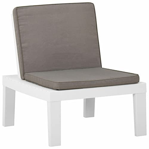 ShGaxin Garten-Lounge-Stuhl mit Auflagen, Gartensessel, Campingstuhl, Terassenstühle, Gartenmöbel, Balkon Stühle, Balkonstuhl, Hochlehner, Stühle Für Draußen, Kunststoff Weiß