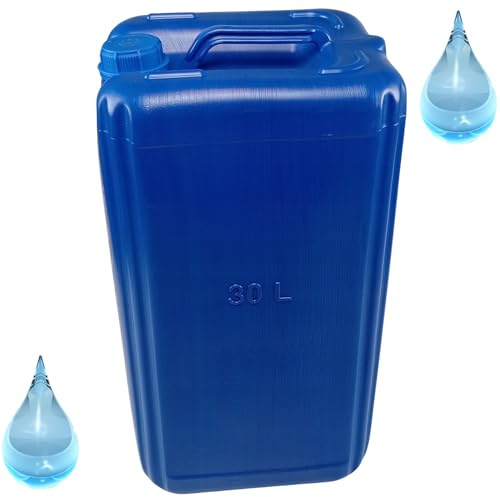 Bidon d'eau en plastique haute densité 30 l - Réservoir d'eau potable - Bidon en plastique - Pour maison, jardin, voiture, camping, etc., fermeture étanche - Poignée confortable