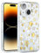 SCORPIFY for iPhone 13 Case with Shining Pearl Star Design, Cute Clear Phone Cover for Women Girls, [10FT MIL-Grade Drop Protection] White Slim Mother of Pearl Bumper with Gold Accents