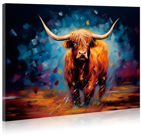 JBER Kuh Leinwand Gemälde Wandkunst, geeignet für Badezimmer Dekoration, Poster Home Decor, lustige Tier Dekoration, gerahmt, 60 X 40cm