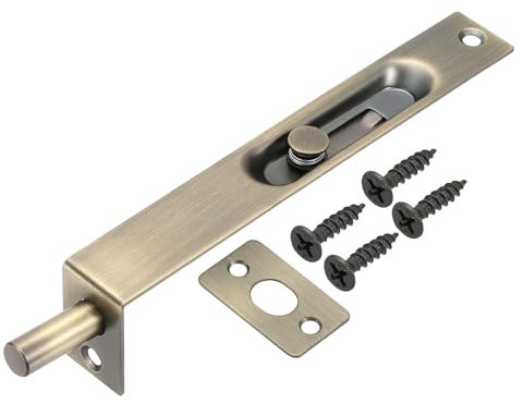 PATIKIL Flush Bolt 6 x 0.87, Stainless Steel French Door Lock Concealed Slide Double Door Latch for Wood Composite Double Door, Bronze