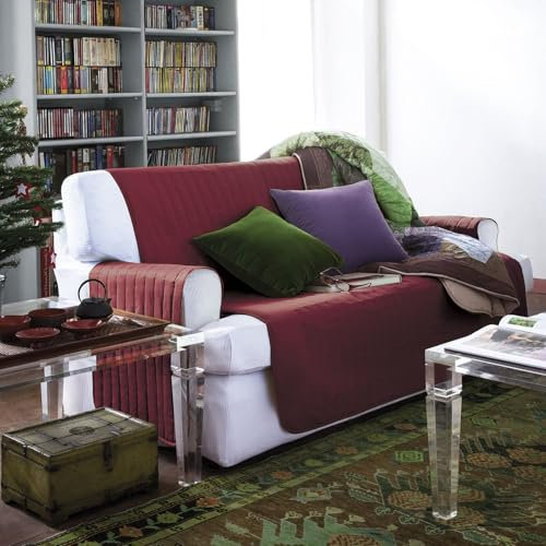 Caleffi Copridivano 2 Posti con Braccioli Imbottito Trapuntato in Microfibra e Poliestere Anallergico per Divani a Seduta 120 cm, Telo Copridivano Morbido Leggero, Copri Divano Lavabile Made in Italy