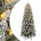 vidaXL Künstlicher Weihnachtsbaum, Tannenbaum mit Schnee LED-Beleuchtung 300 LEDs 180cm, Christbaum mit Metallständer, Weihnachtsdeko Kunstbaum Dekobaum