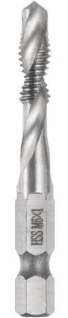 sourcing map 4pcs Combination Drill and Tap Bits, Metric M6 x 1 Thread 1/4 Hex Shank 4341 High Speed Steel Threading Screw Taps Machine Drilling Tapping Tool Kit