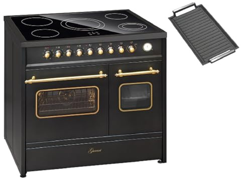 GURARI Cuisinière électrique GCH E 912 DF BL r +plaque de cuisson vitrocéramique 90 cm Noir Range Cooker Électrique Double Four