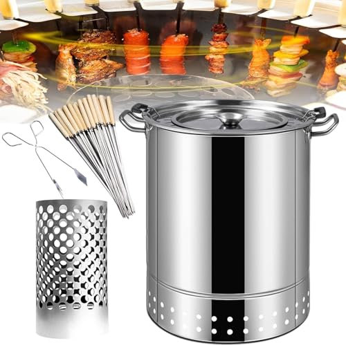 Four à rôtisserie vertical, machine à griller les kebabs sans fumée 20-28, barbecue domestique, gril à charbon de bois extérieur/intérieur, cuisson rapide de 5 à 6 minutes, huile et charbon séparés