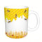 KDWJS Tasse Keramik Kaffeetassen Große 11oz Tassen 330ml Trinkgläser Mit Griff Personalisierte Geschenk Weiß,Geometrische Bienenwaben Bienenstock und Kamillenblüten Frühling Blumen auf dem Thema