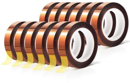 MEBMIK Lot de 12 rouleaux de ruban de transfert thermique résistant à la chaleur pour sublimation - 10 mm x 16 m - Vinyle pressé - Sans résidus