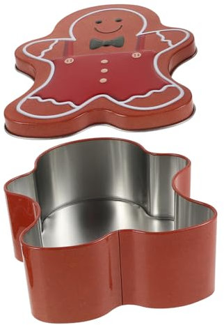 BESTonZON Gingerbread Man Tin Box Candy Jars Christmas Cookie Tins Chocolate Chips Cookies Food Containers with Lids Biscuits Cookie Jar Food Storage Containers Lid Tinplate