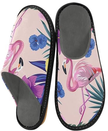Pantofole da casa con fenicottero viola rosa, pantofole antiscivolo per donne e uomini, pantofole calde per interni ed esterni, Multicolore, 39.5/40 EU