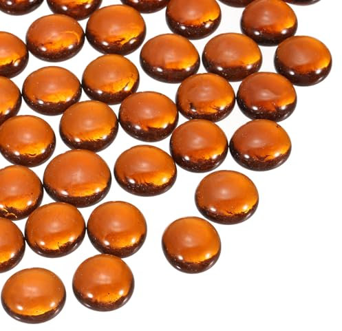 sourcing map Glass Beads,40pcs Flat Glass Gemstone Red 0.44lbs (0.47-0.55) Glass Marbles Pebbles for Vase Fillers Aquarium Decor DIY Craft