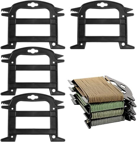 4 Stück Parachute Seil Veranstalter, Ohne Kabelsalat Schnurhalter Kabelaufwickler Paracord Wickler Winder Schwarz Schnuraufwickler für Fallschirmschnur Kabel