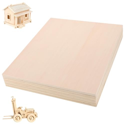 LOLYSIC 24 Stück Sperrholzplatte 3mm, 300x300mm Sperrholz, Bastelholz Platten-Holzabschnitte zum Basteln,Lindenholz Ideal für Laserprojekte, DIY Modell, Kunst und Handwerk, Gemälde