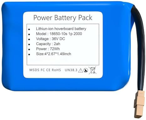 HJGHY Batteria sostituibile per Hoverboard da 36 V, Batteria al Litio Ricaricabile da 36 V e 2 Ah per Motore per Scooter a Doppia trazione da 72 W