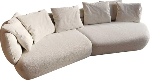 DELIFE Sofa Roya Bouclé Creme-Weiß 320x140 cm