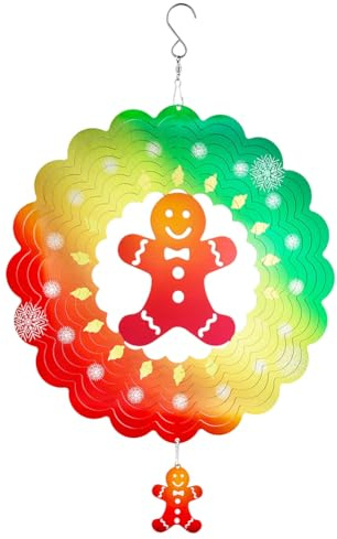 MVOSJFIE Wind Spinners 3D, Christmas Hanging Wind Spinner for Christmas Decor, 12Inch Yard Art Decorations Cake Man for Christmas