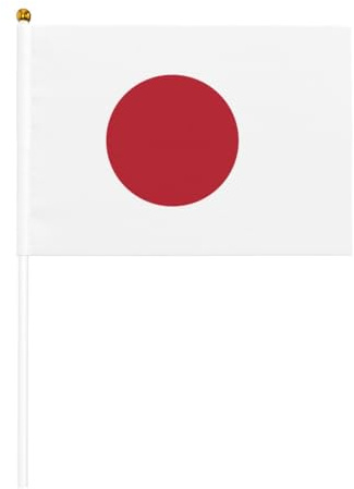 Japanische Flagge, Mini-Flaggen, langlebig, 14 x 21 cm, kleine Flaggen auf Stäben für draußen, Hof und Garten, 6 Stück und 10 Stück
