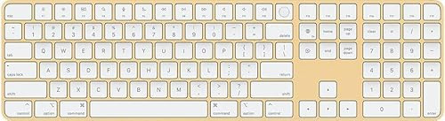 2021 Apple Magic Keyboard mit Touch ID und Ziffernblock (QWERTY Schwedisch/Finnisch) Gelb (Generalüberholt)