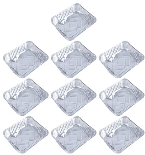 MHADBKH Confezione da 10 vassoi in alluminio usa e getta per cibo da asporto, pratiche teglie da forno