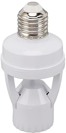 Fafeims Enchufe de Luz con Sensor de Movimiento, Enchufe E27 con Sensor PIR ABS con Encendido/apagado Automático y Detección Ajustable para Escalera de Sótano de Garaje